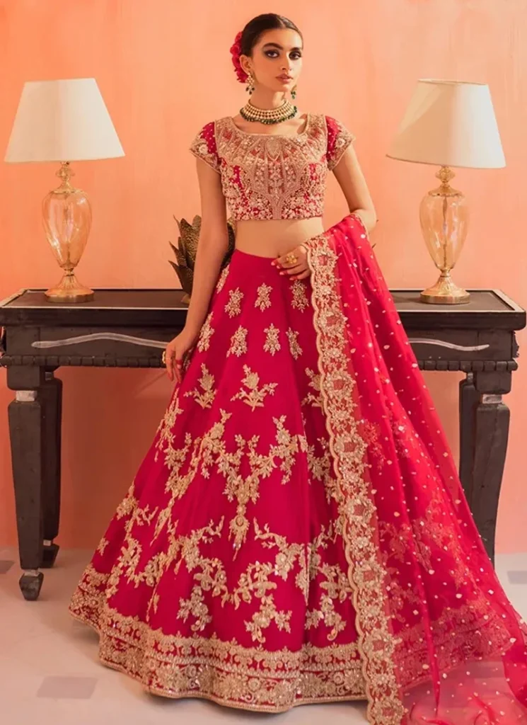 fuchsia baraat lehenga choli with gold floral arches 03 Fuchsia Baraat Lehenga Choli with Gold Floral Arches Video