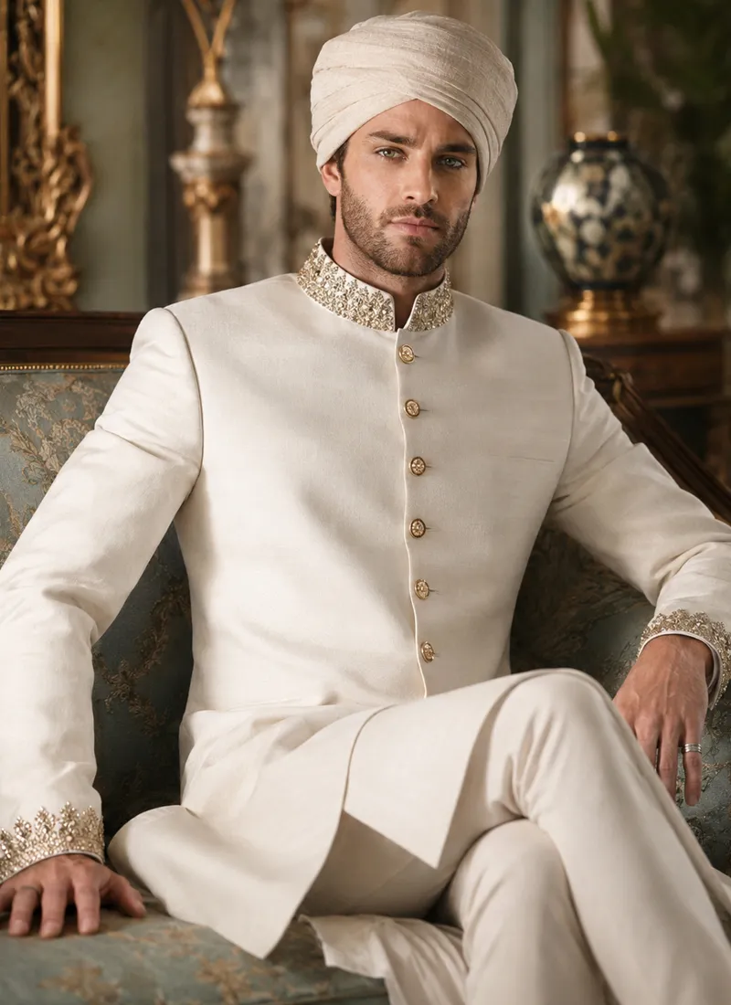 white-and-gold-wedding-sherwani-seated-groom.webp white and gold wedding sherwani seated groom
